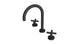 Contour Two Handle Deck Mount Gooseneck Lavatory Faucet with Soft Cross Handles in Matte Black