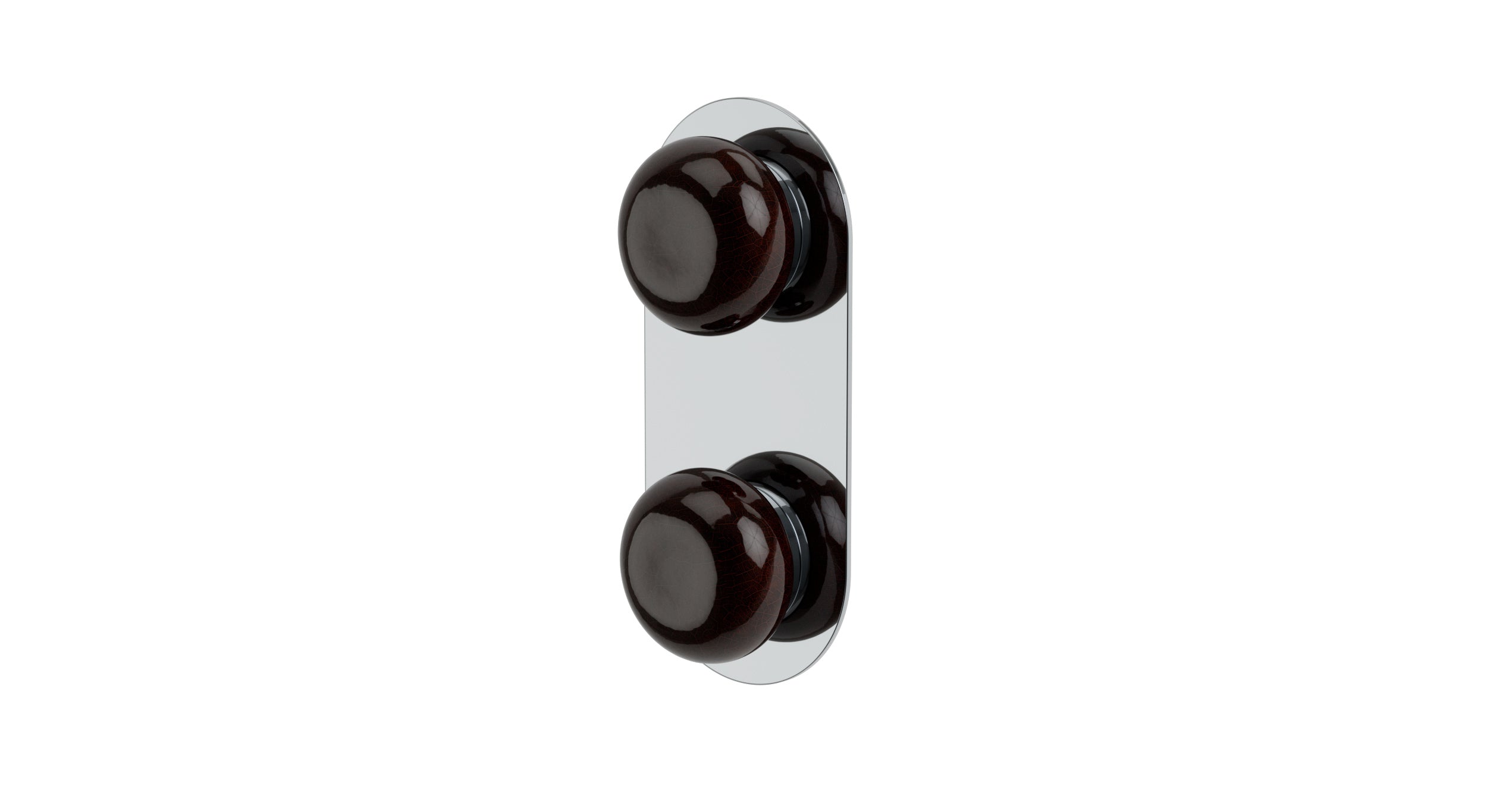 Foundry Two Handle Wall Mount Shower Trim with Pebble Ceramic Knob Handles in Polished Chrome