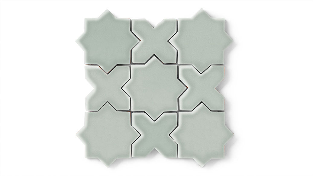 Mini Star & Cross Original Ceramic Tile in Overcast Gloss