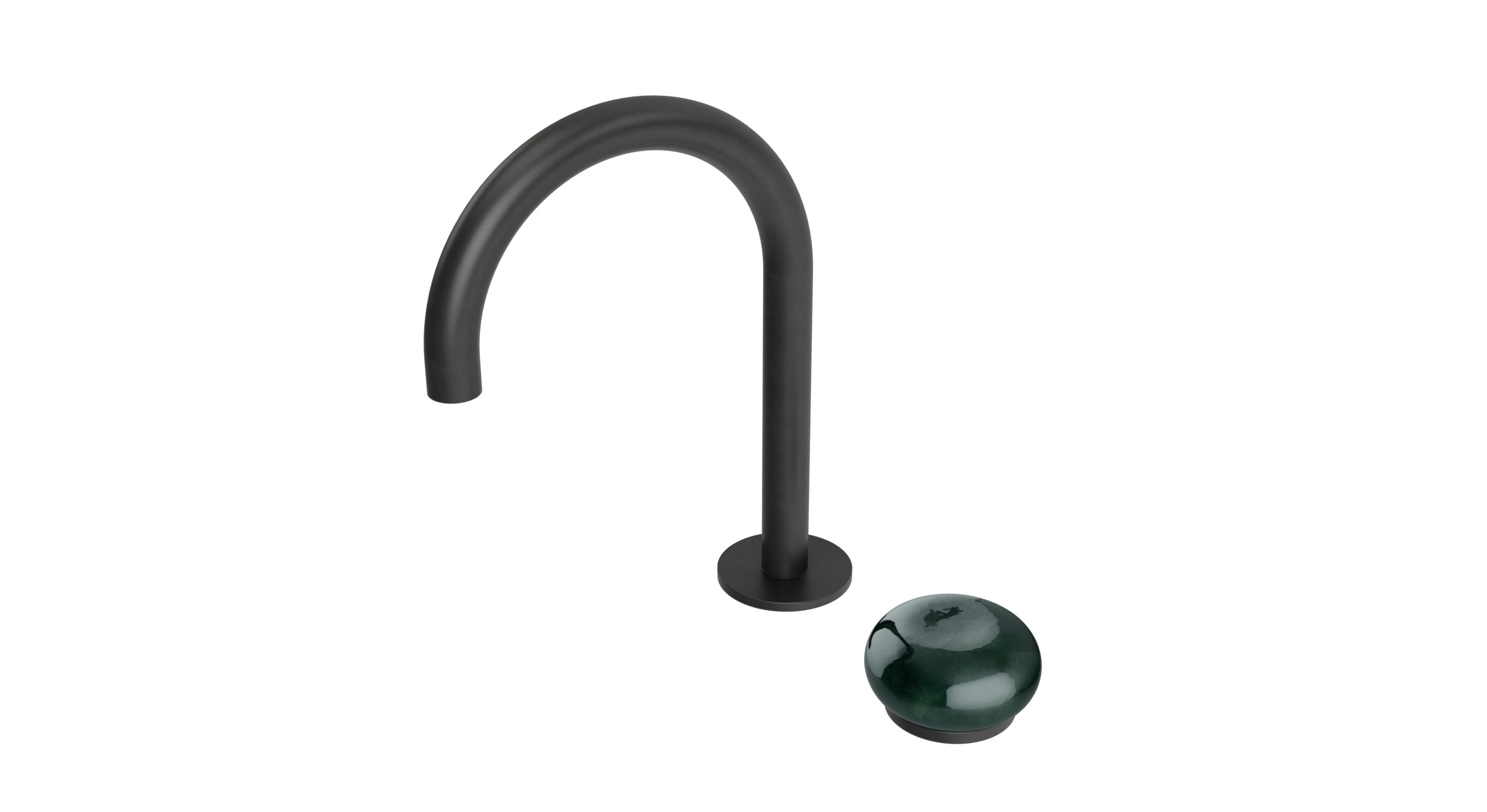 Foundry One Handle Deck Mount Gooseneck Lavatory Faucet with Pebble Ceramic Knob Handle in Oil Rubbed Bronze