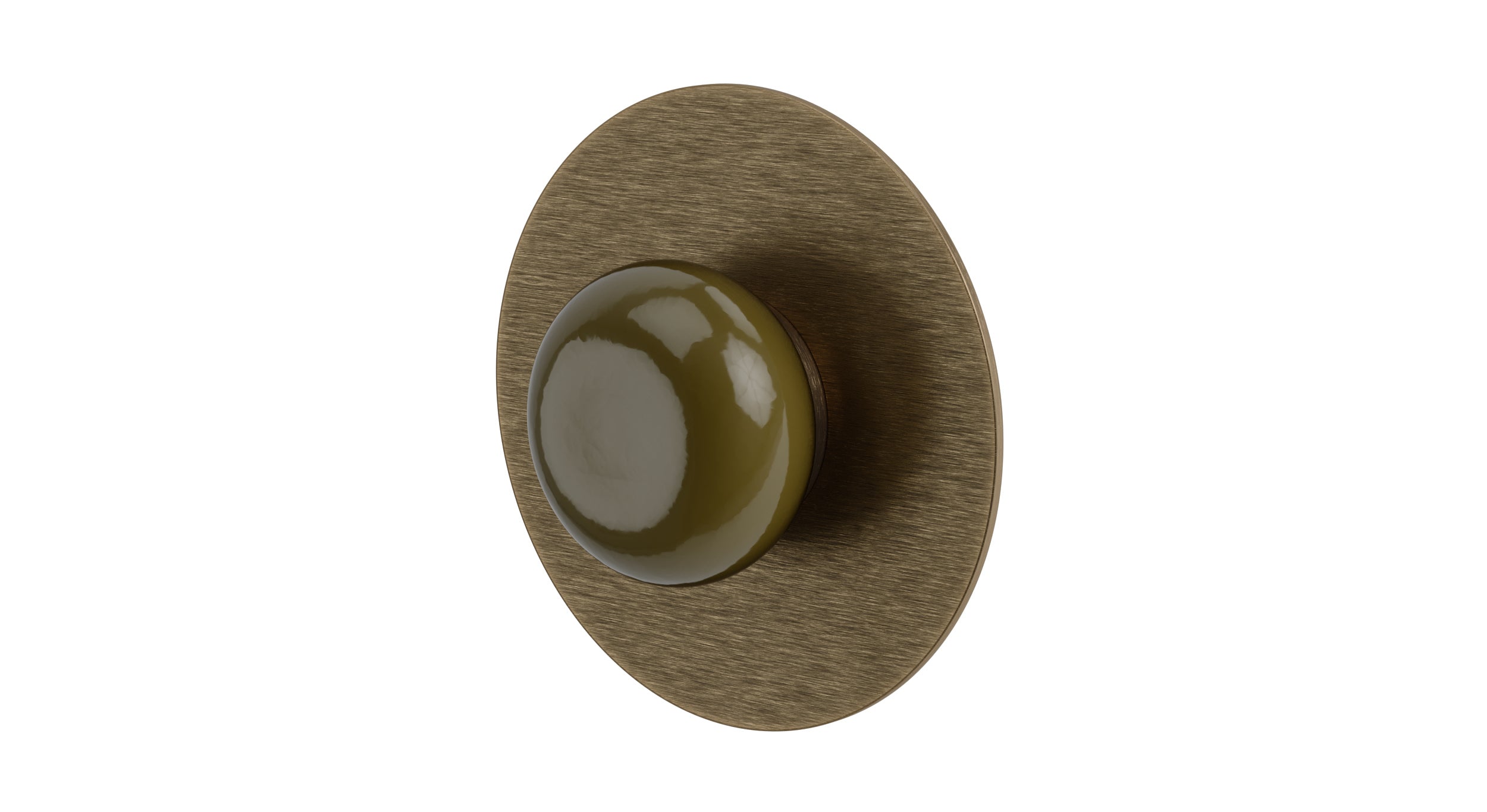 Foundry One Handle Wall Mount Shower Trim with Pebble Ceramic Knob Handle in Antique Brass