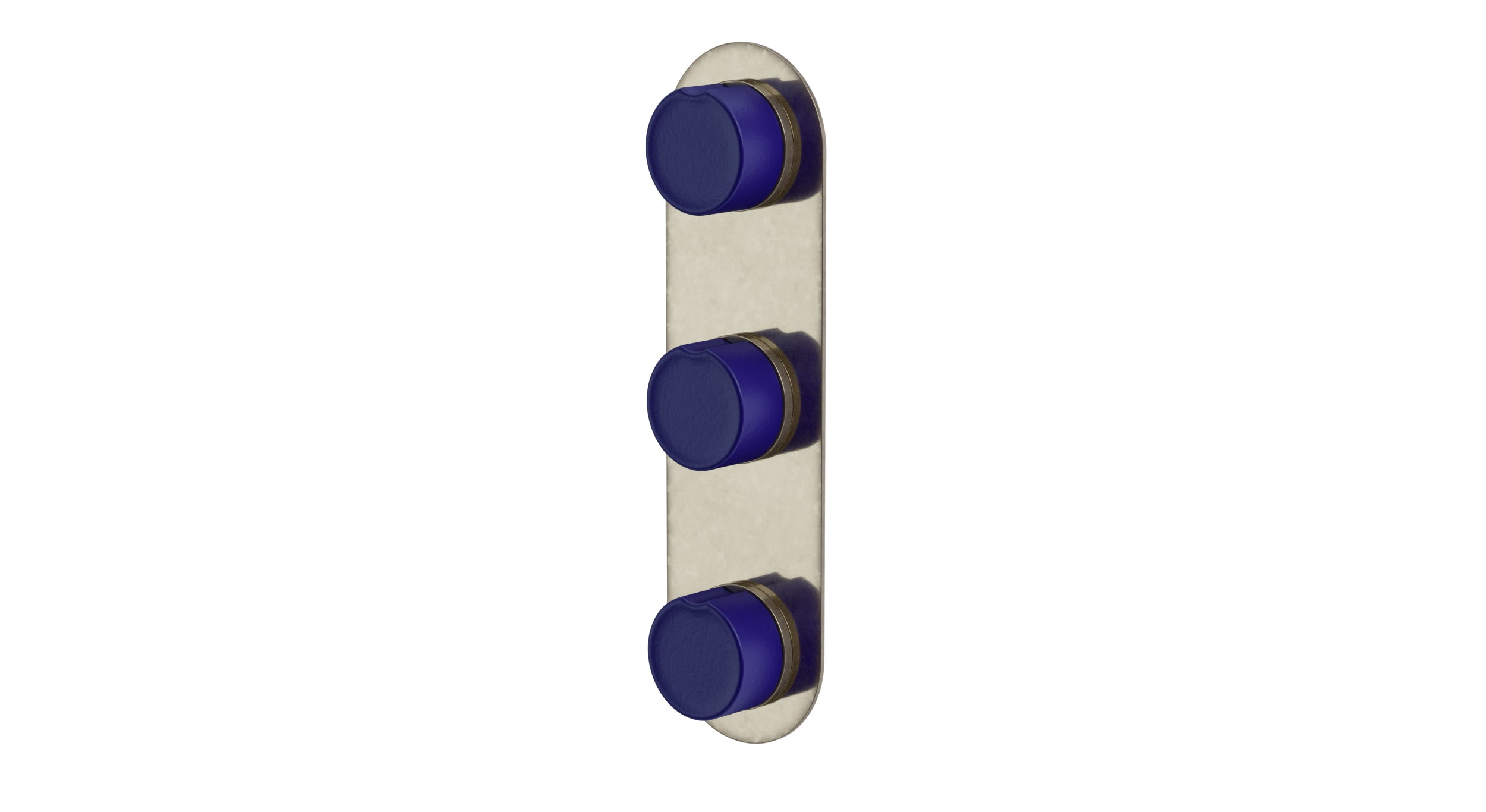 Foundry Three Handle Wall Mount Shower Trim with Groove Ceramic Knob Handles in French Nickel