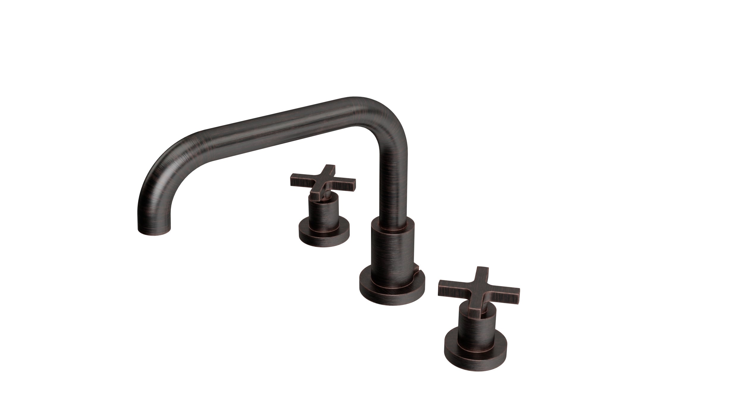 Flatiron Two Handle Deck Mount Squaretop Bath Trim with Linear Cross Handles in Antique Bronze