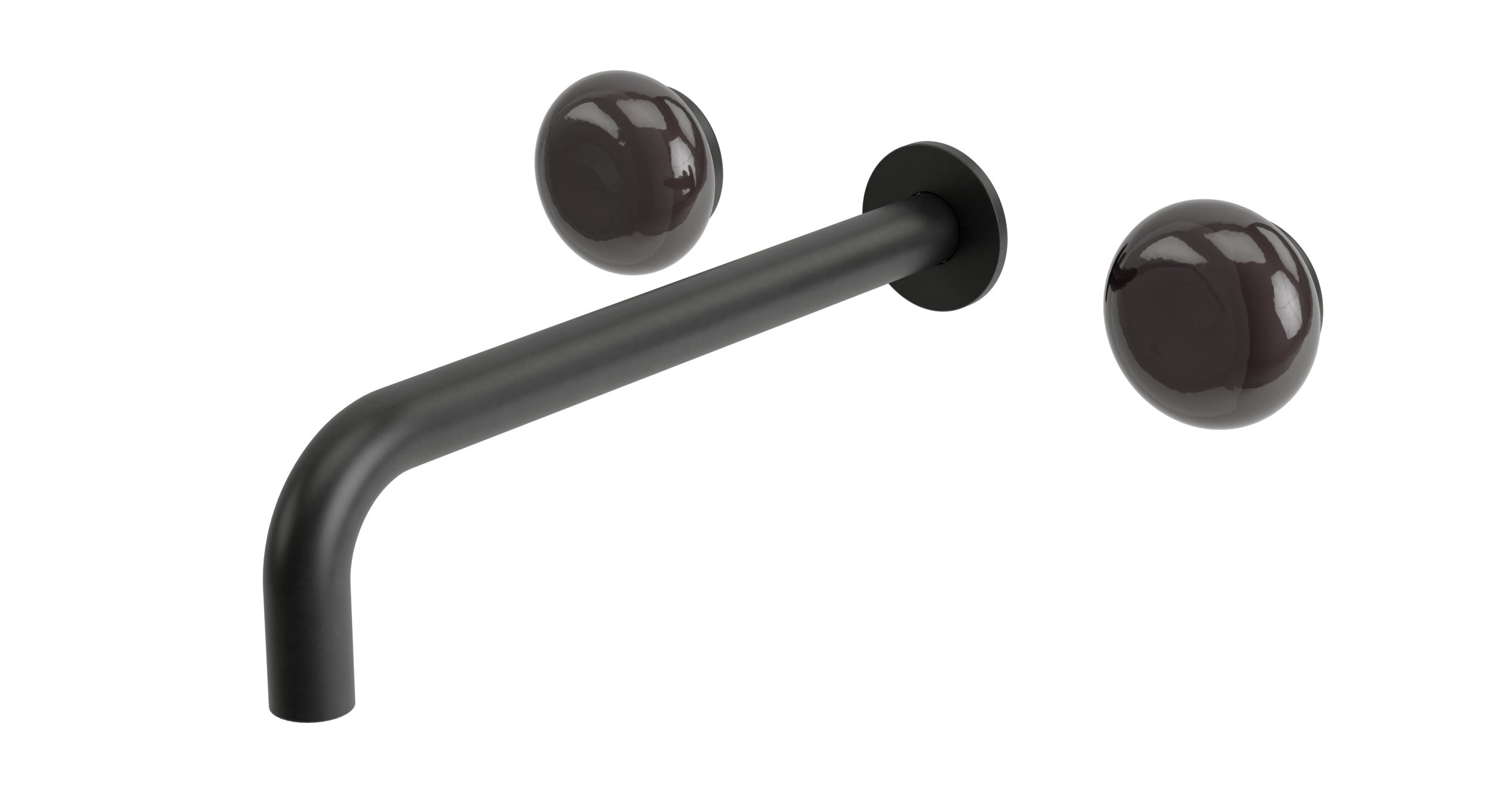 Foundry Two Handle Wall Mount 10" Lavatory Faucet with Pebble Ceramic Knob Handles in Oil Rubbed Bronze