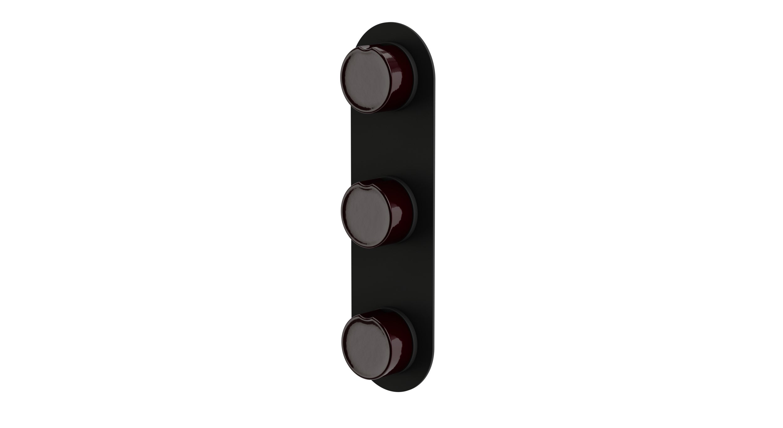 Foundry Three Handle Wall Mount Shower Trim with Groove Ceramic Knob Handles in Matte Black