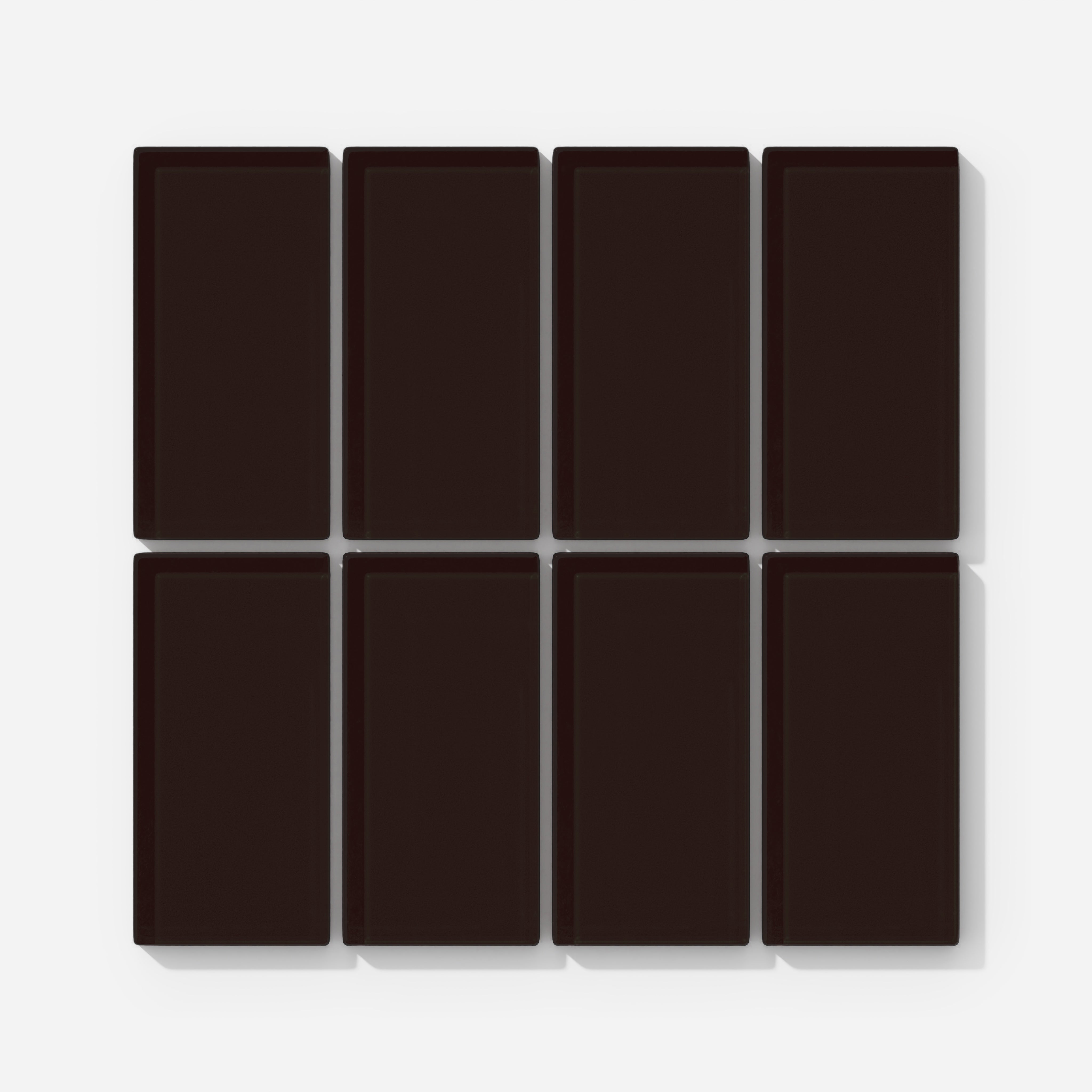 2x4 Straight Set Sheeted Glass Mosaic Tile in Nighthawk Gloss