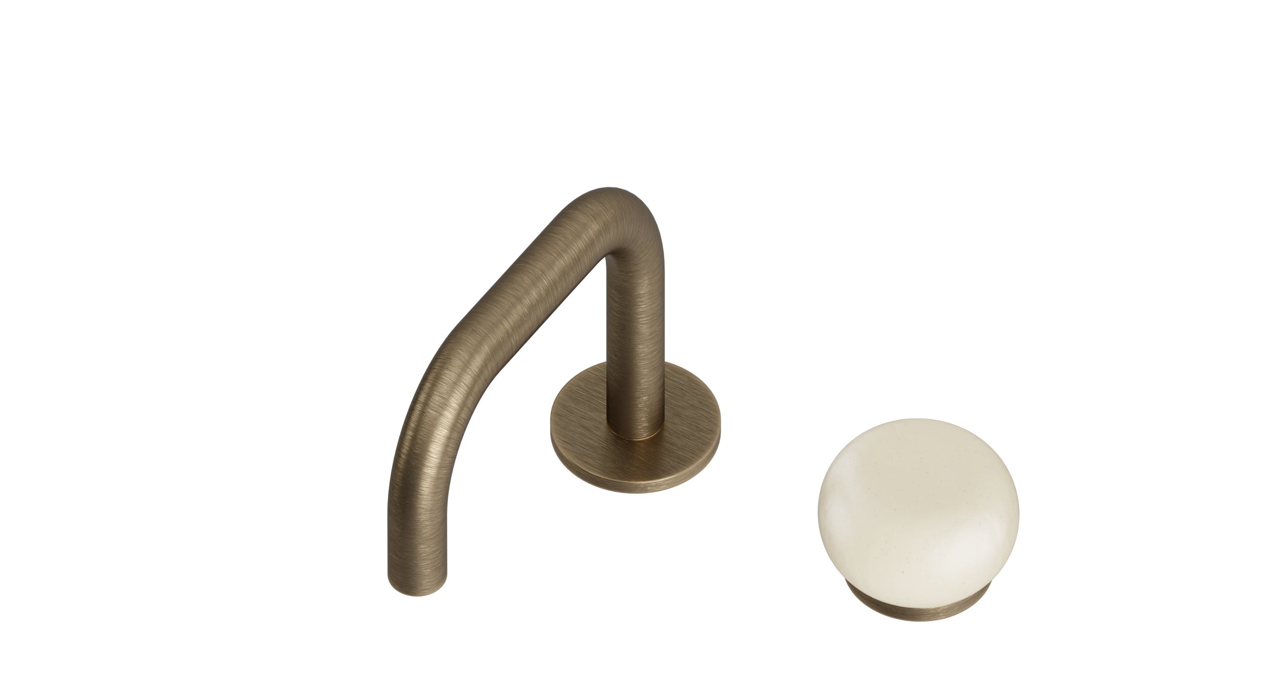 Foundry One Handle Deck Mount Squaretop Lavatory Faucet with Pebble Ceramic Knob Handle in Antique Brass