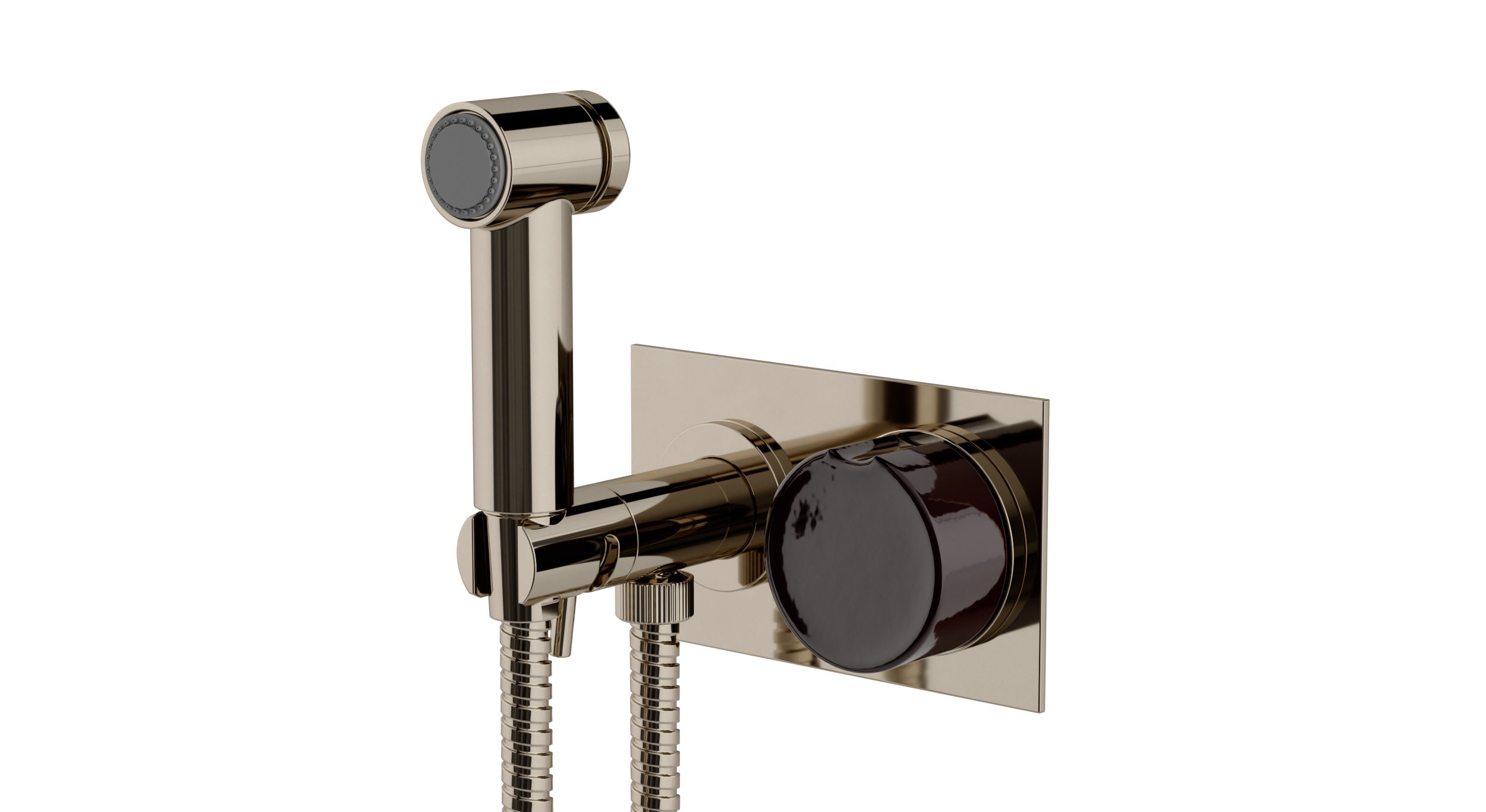 Foundry One Handle Wall Mount Bidet Trim with Groove Ceramic Knob Handle in Polished Nickel