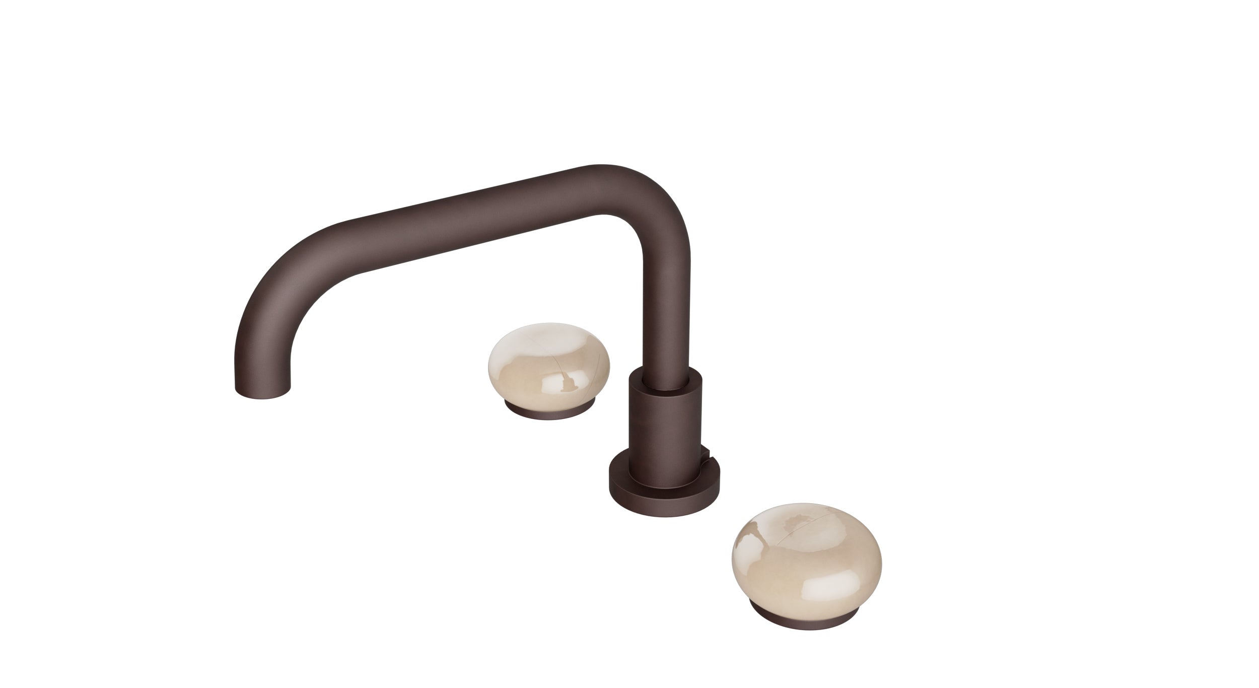 Foundry Two Handle Deck Mount Squaretop Bath Trim with Pebble Ceramic Knob Handles in Architectural Copper