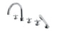 Contour Three Handle Deck Mount Gooseneck Bath Trim with Hand Shower and Soft Cross Handles in Polished Chrome