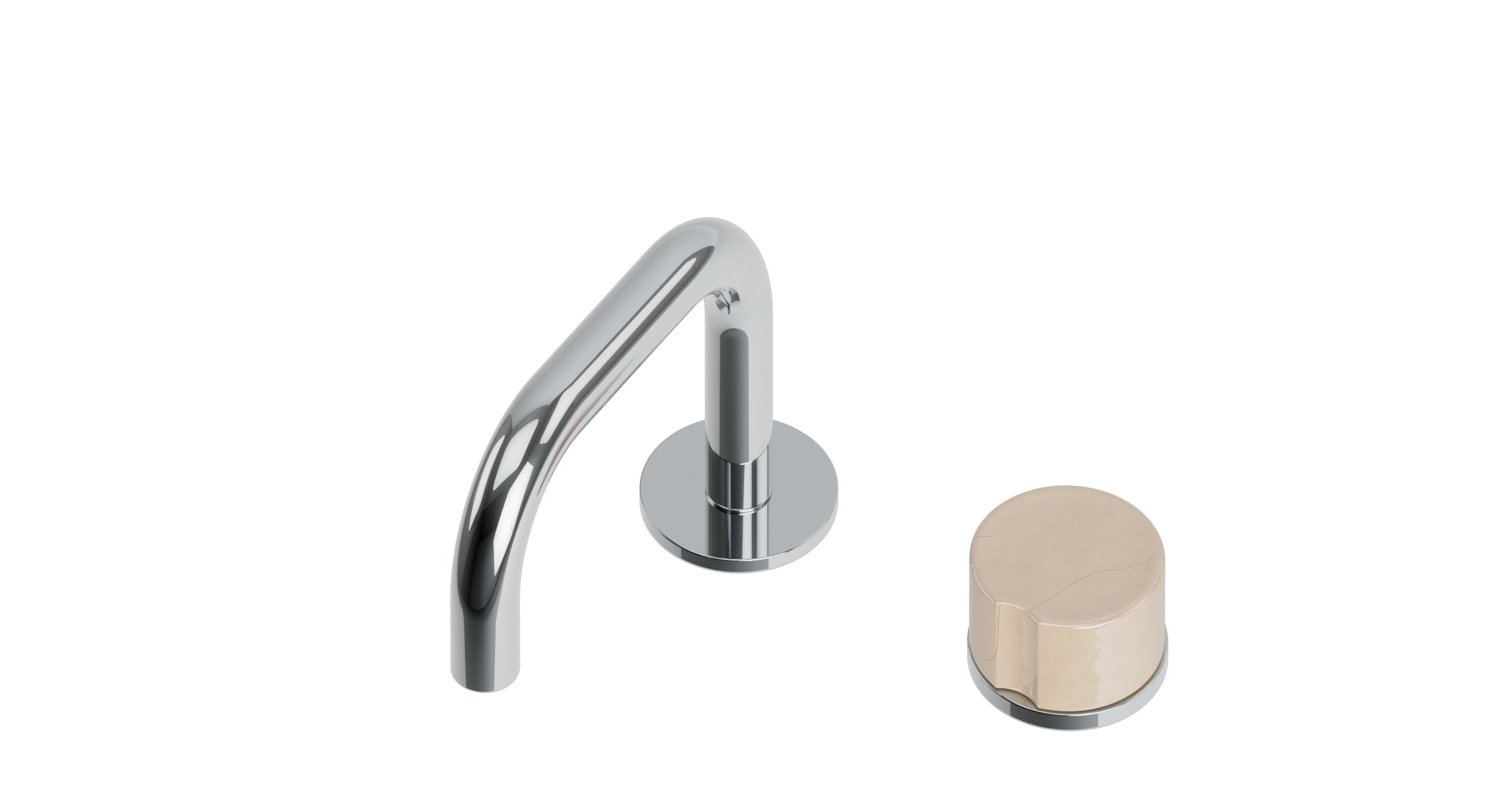 Foundry One Handle Deck Mount Squaretop Lavatory Faucet with Groove Ceramic Knob Handle in Polished Chrome
