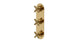 Contour Three Handle Wall Mount Shower Trim with Soft Cross Handles in Uncoated Polished Brass