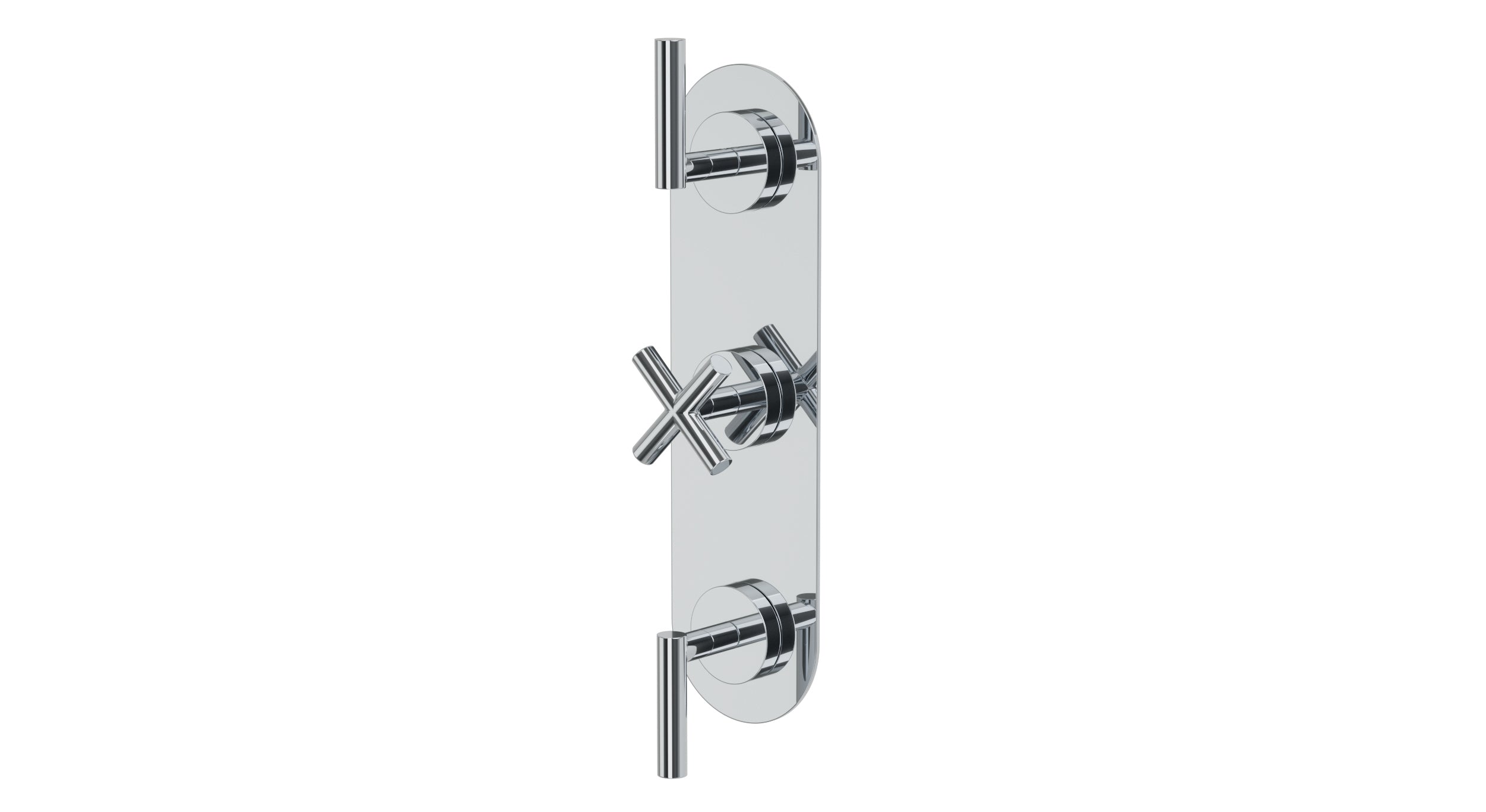Contour Three Handle Wall Mount Shower Trim with Soft Cross/Soft Lever Handles