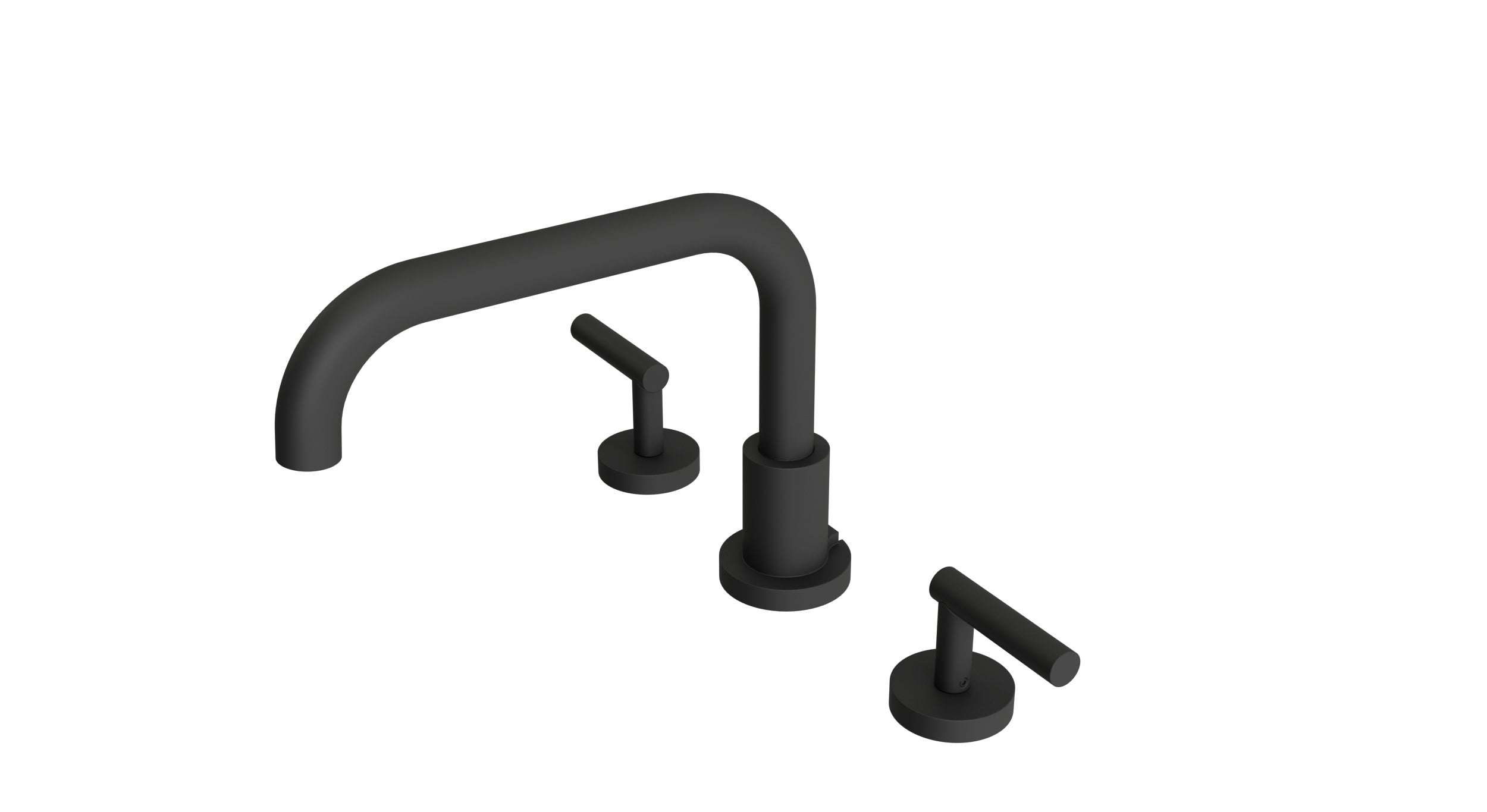 Contour Two Handle Deck Mount Squaretop Bath Trim with Soft Lever Handles in Matte Black