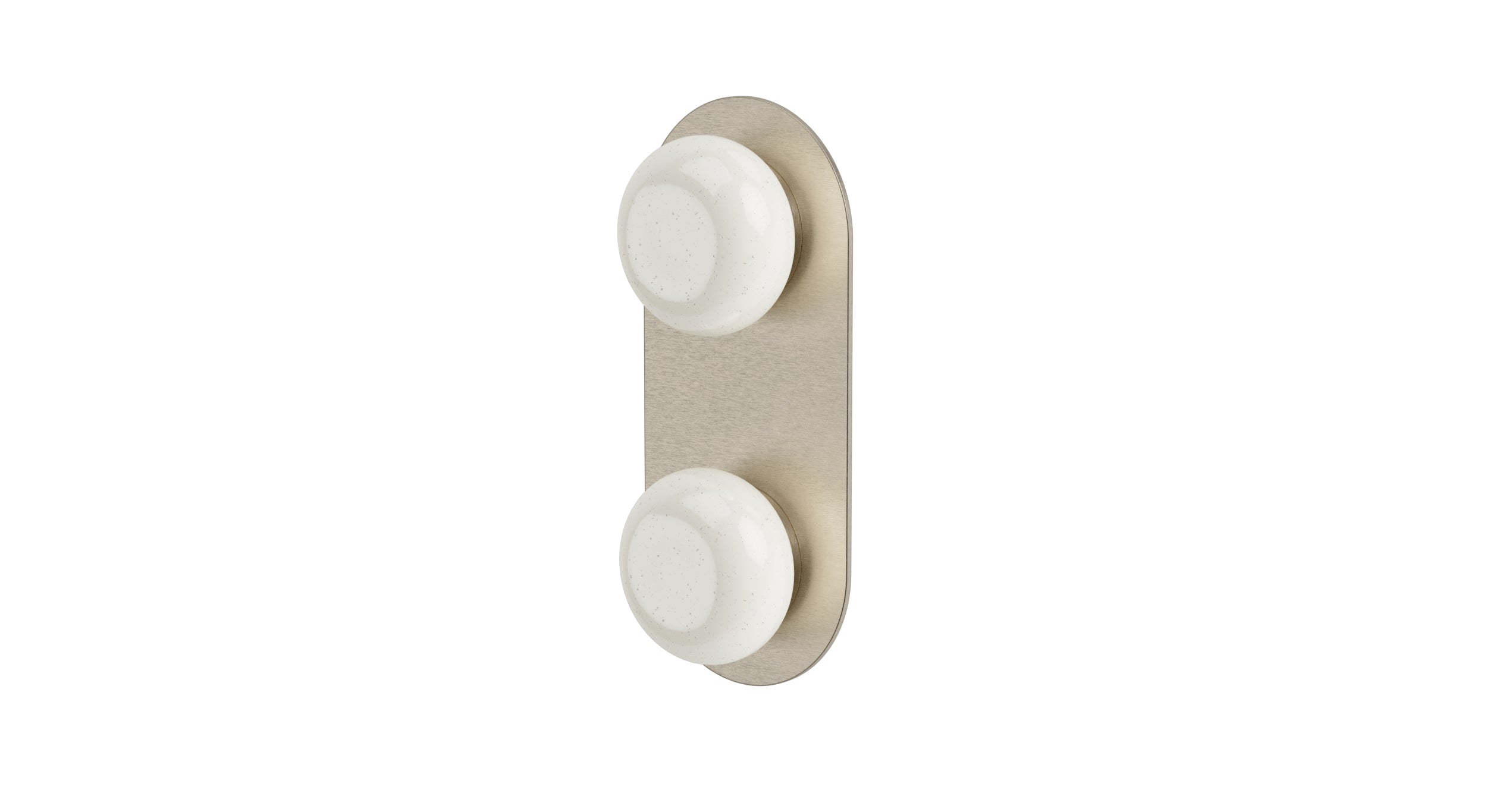 Foundry Two Handle Wall Mount Shower Trim with Pebble Ceramic Knob Handles in Satin Nickel