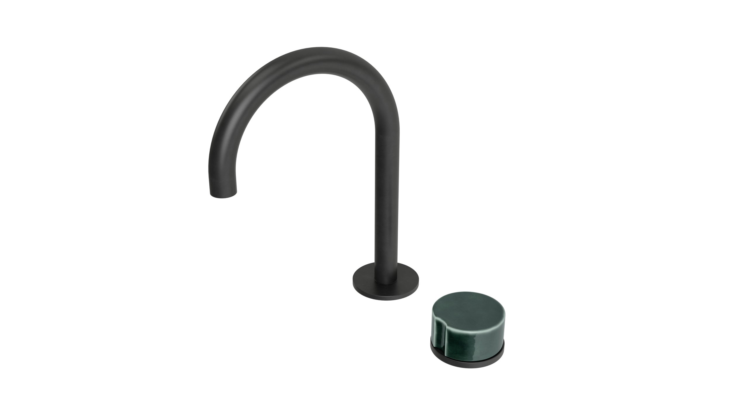 Foundry One Handle Deck Mount Gooseneck Lavatory Faucet with Groove Ceramic Knob Handle in Oil Rubbed Bronze