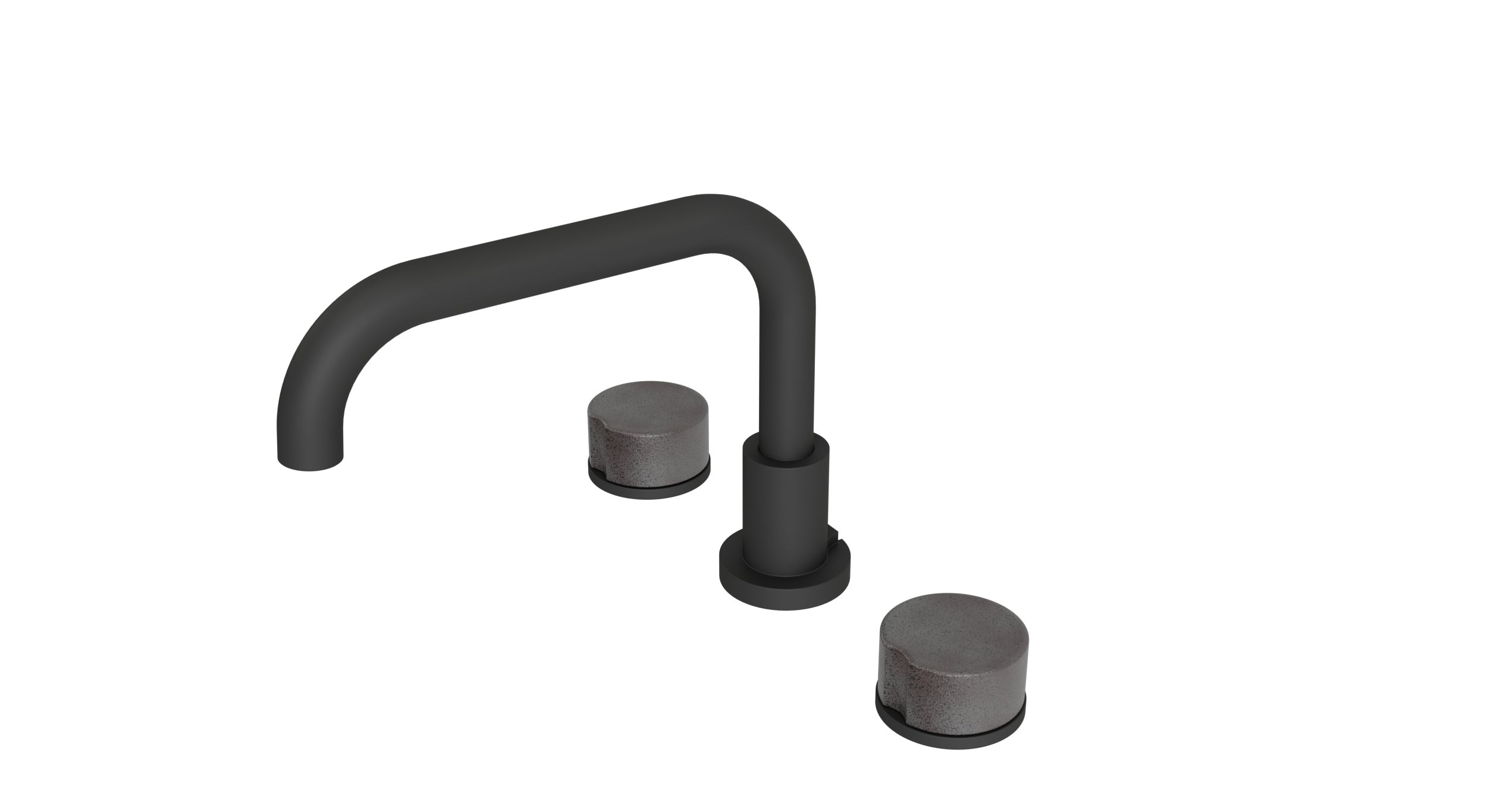 Foundry Two Handle Deck Mount Squaretop Bath Trim with Groove Ceramic Knob Handles in Matte Black