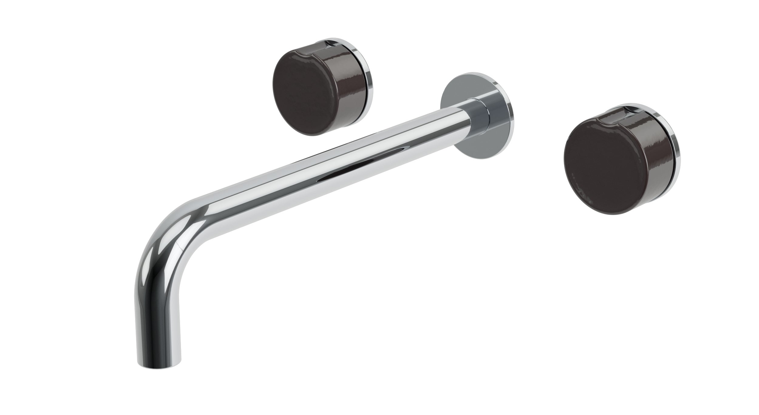 Foundry Two Handle Wall Mount 10" Lavatory Faucet with Groove Ceramic Knob Handles in Polished Chrome