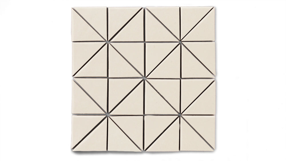 3" Triangle Sheeted - Quadrant Original Ceramic Mosaic Tile in Ivory Matte