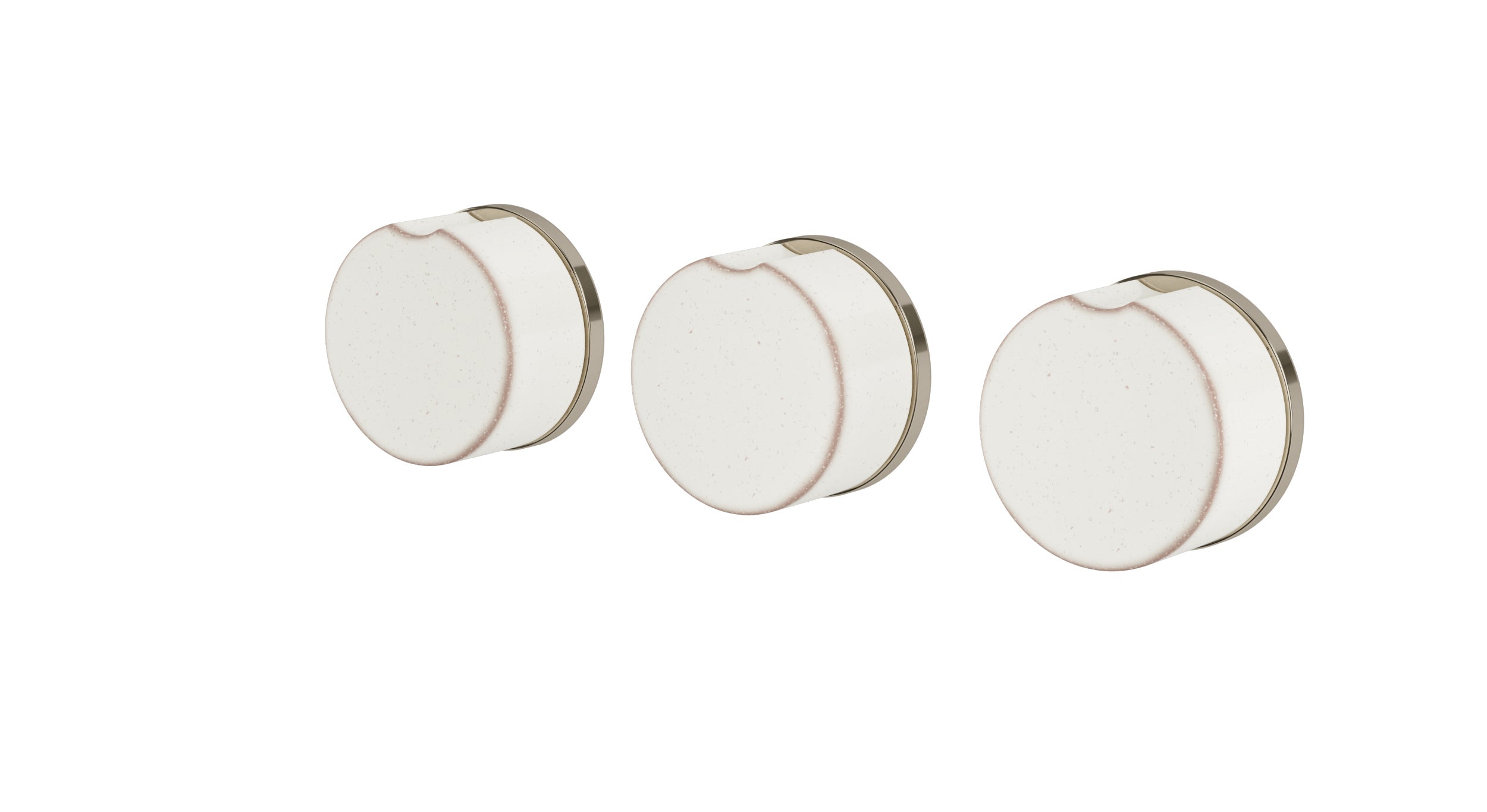 Foundry Three Handle Wall Mount Bath Trim with Diverter/Volume Control and Groove Ceramic Knob Handles in Polished Nickel