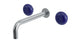 Foundry Two Handle Wall Mount 7.5" Lavatory Faucet with Pebble Ceramic Knob Handles in Satin Chrome