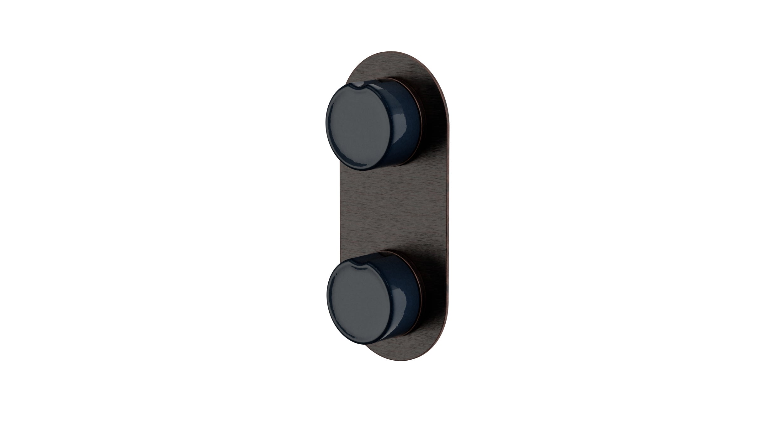 Foundry Two Handle Wall Mount Shower Trim with Groove Ceramic Knob Handles in Antique Bronze