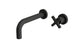 Flatiron One Handle Wall Mount 7.5" Lavatory Faucet with Linear Cross Handle in Matte Black