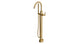 Contour One Handle Floor Mount Gooseneck Bath Trim with Hand Shower and Soft Lever Handle in Satin Brass