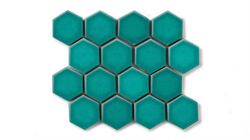 2" Hexagon Sheeted Original Ceramic Mosaic Tile in Bora Bora Gloss