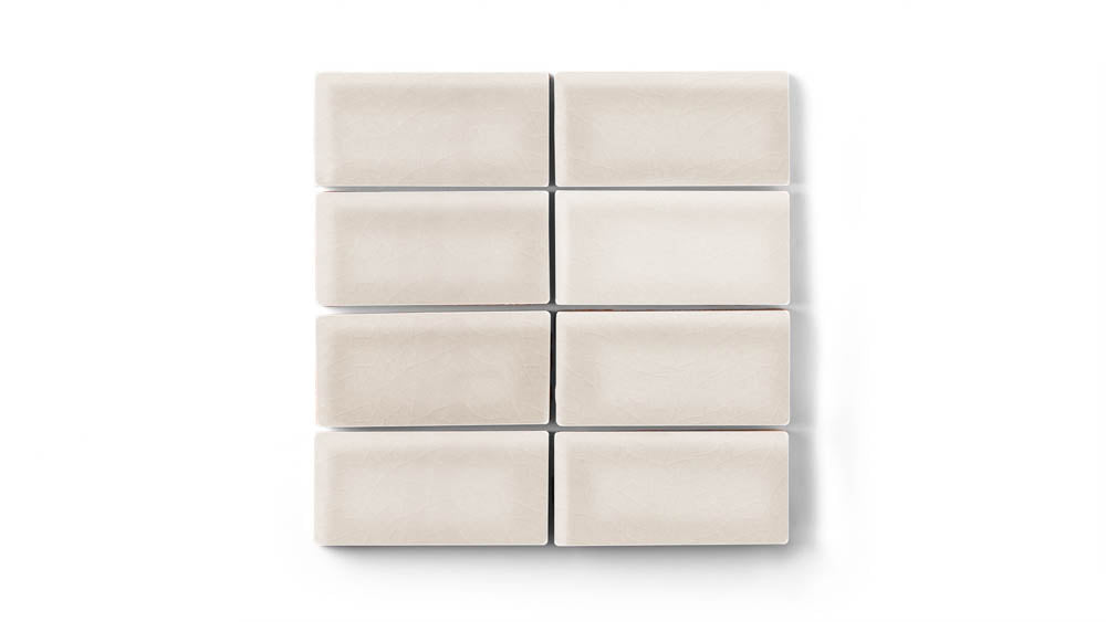 2x4 Straight Set Sheeted Original Ceramic Mosaic Tile in Sand Dune Gloss