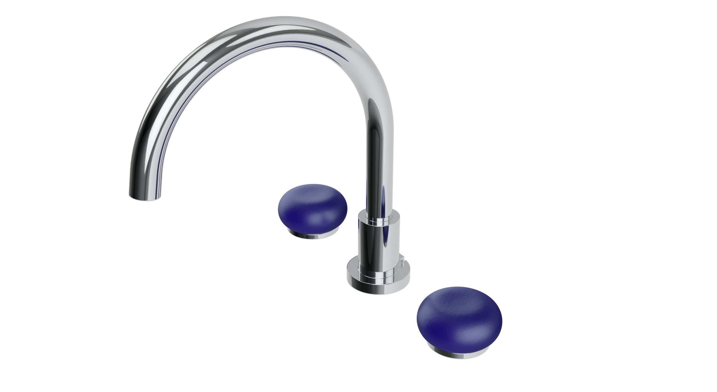 Foundry Two Handle Deck Mount Gooseneck Bath Trim with Pebble Ceramic Knob Handles