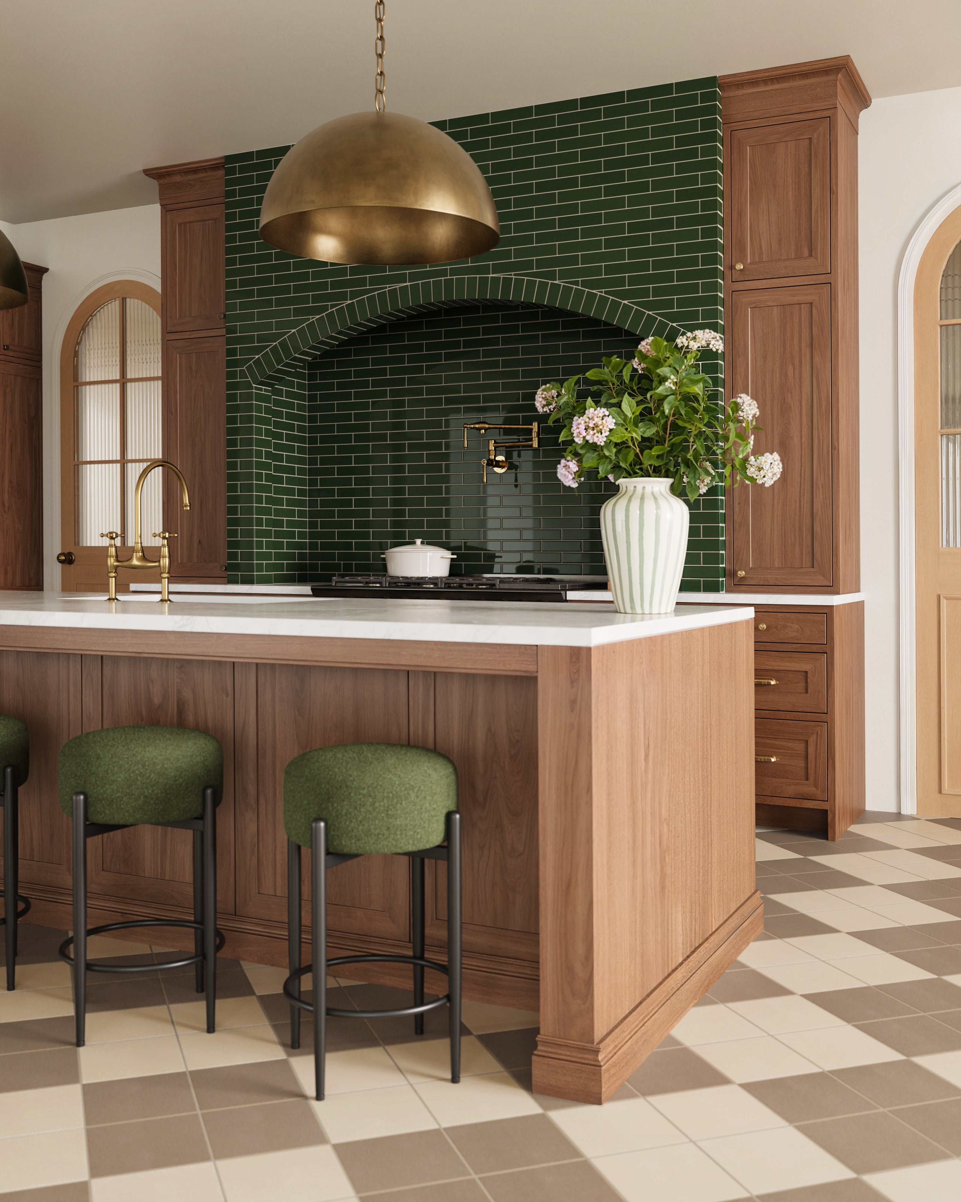 2x8 Original Ceramic Tile in Hunter Green Gloss - Fireclay Tile