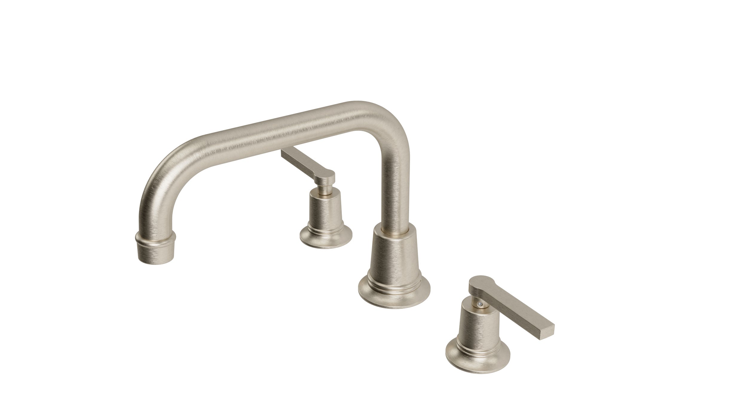 Emerson Two Handle Deck Mount Squaretop Bath Trim with Classic Lever Handles in Satin Nickel