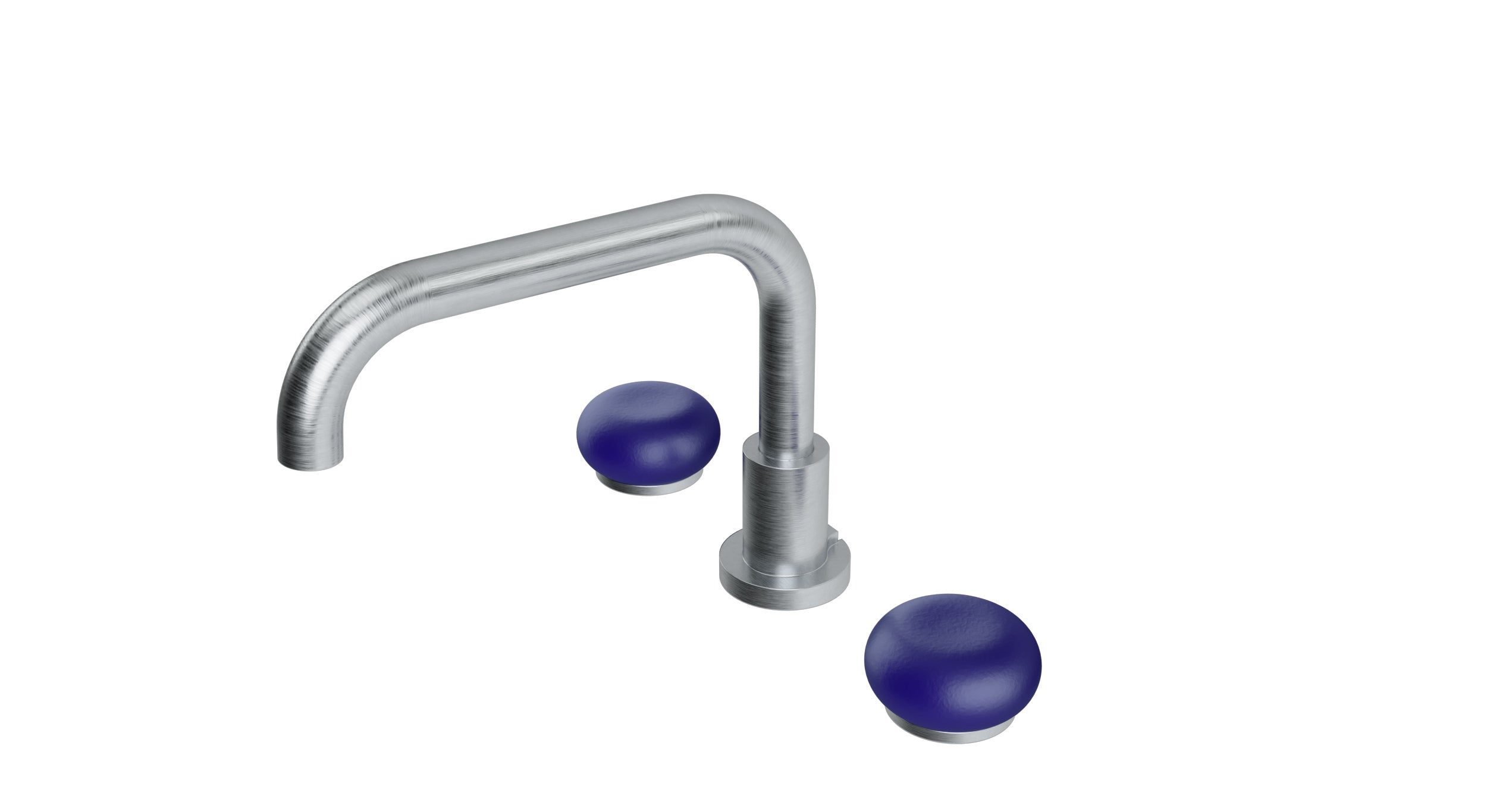 Foundry Two Handle Deck Mount Squaretop Bath Trim with Pebble Ceramic Knob Handles in Satin Chrome