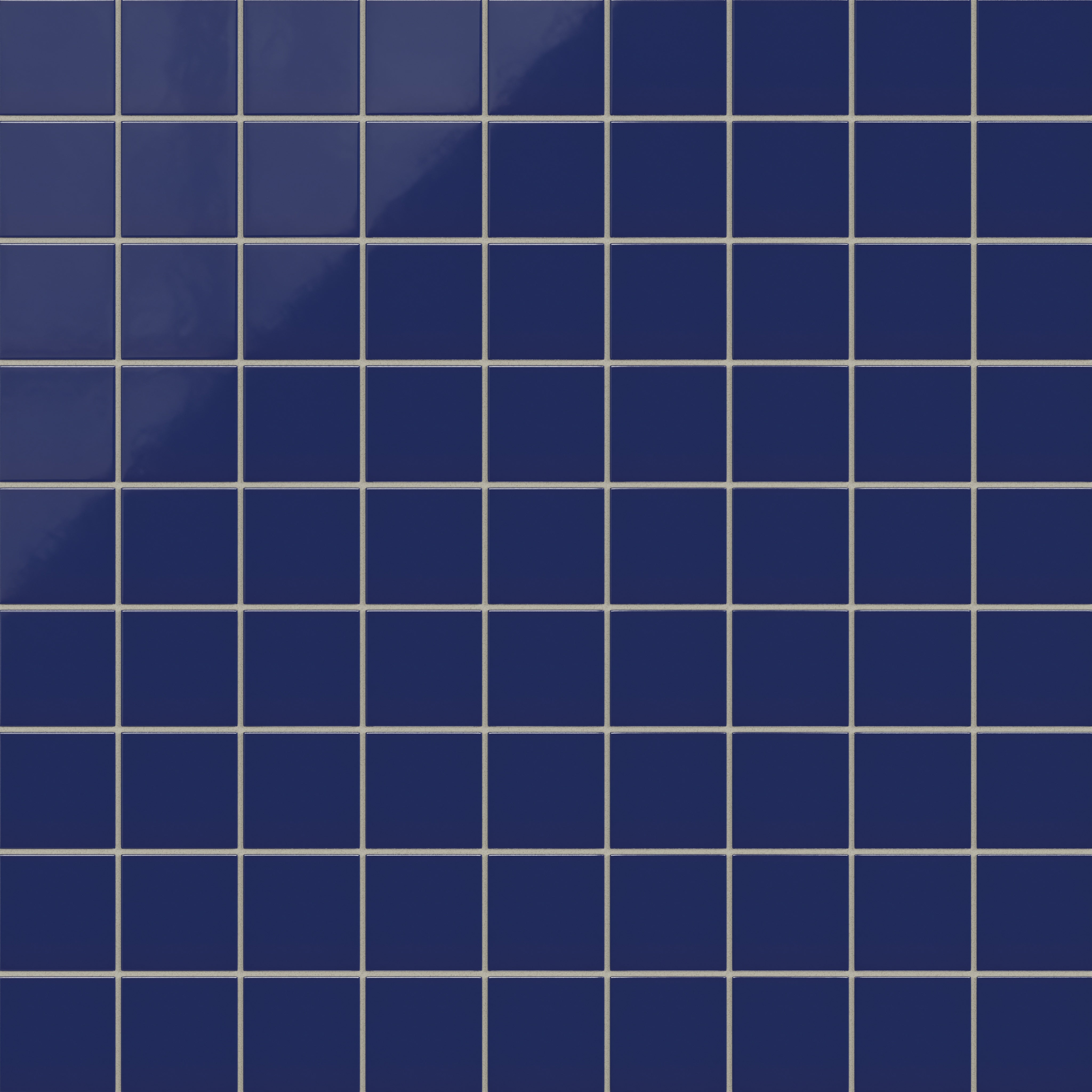 3x3 Straight Set Sheeted Natural Press Ceramic Mosaic Tile in Ultramarine Gloss