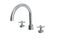 Contour Two Handle Deck Mount Gooseneck Bath Trim with Soft Cross Handles in Satin Chrome