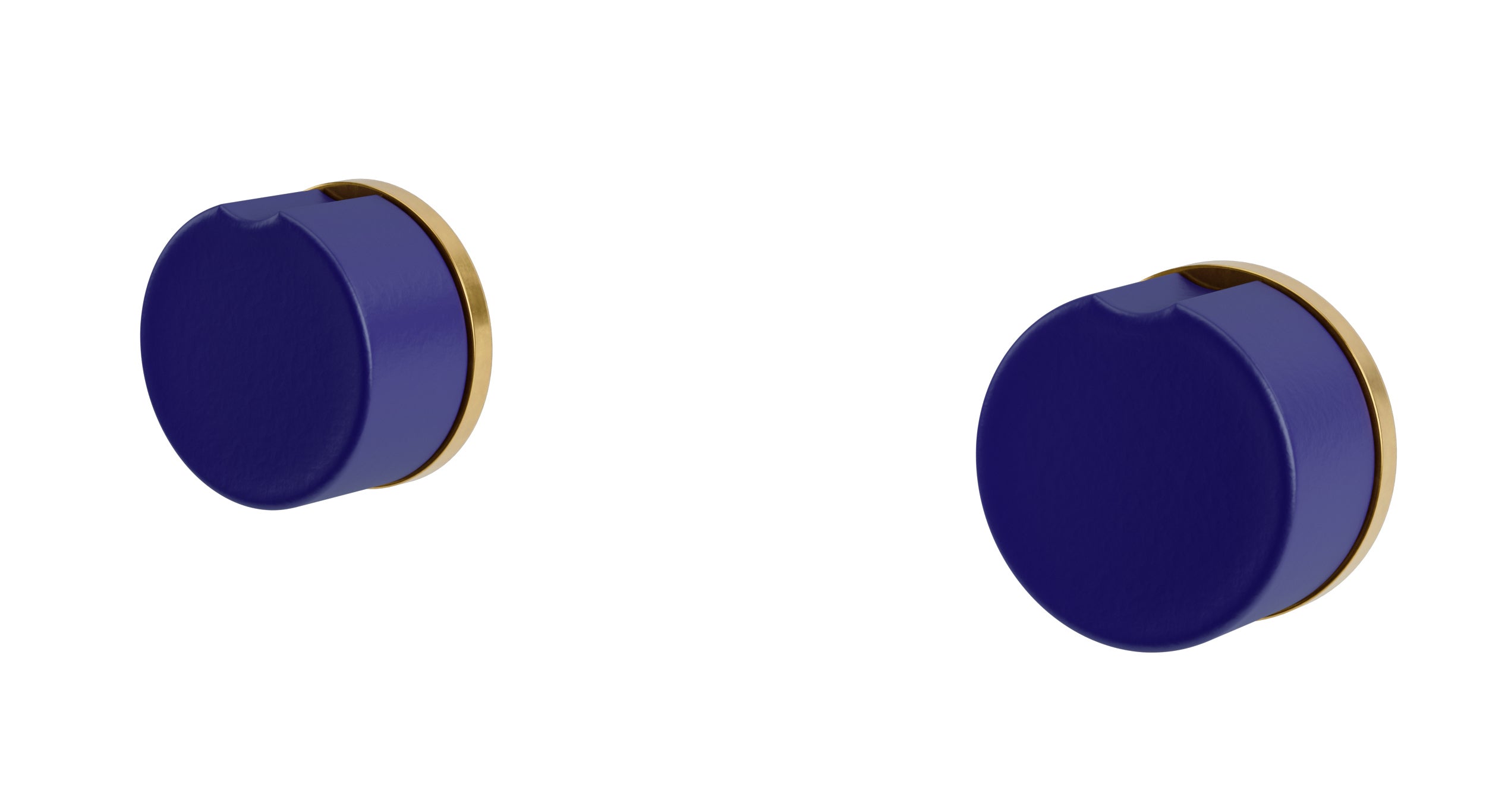 Foundry Two Handle Wall Mount Bath Trim with Groove Ceramic Knob Handles in French Brass