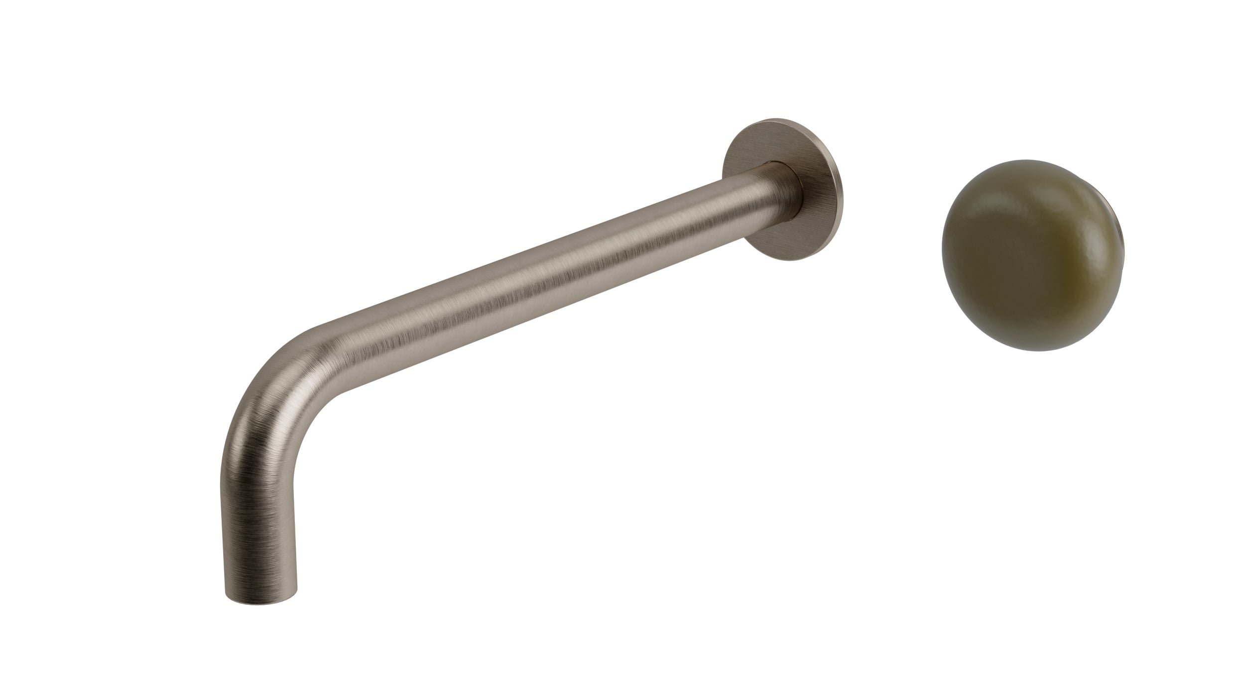 Foundry One Handle Wall Mount 10" Lavatory Faucet with Pebble Ceramic Knob Handle in Antique Nickel