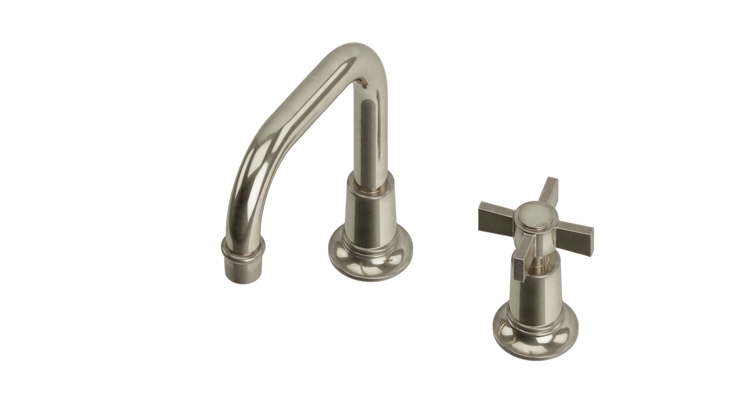 Emerson One Handle Deck Mount Squaretop Lavatory Faucet with Defined Cross Handle in French Nickel