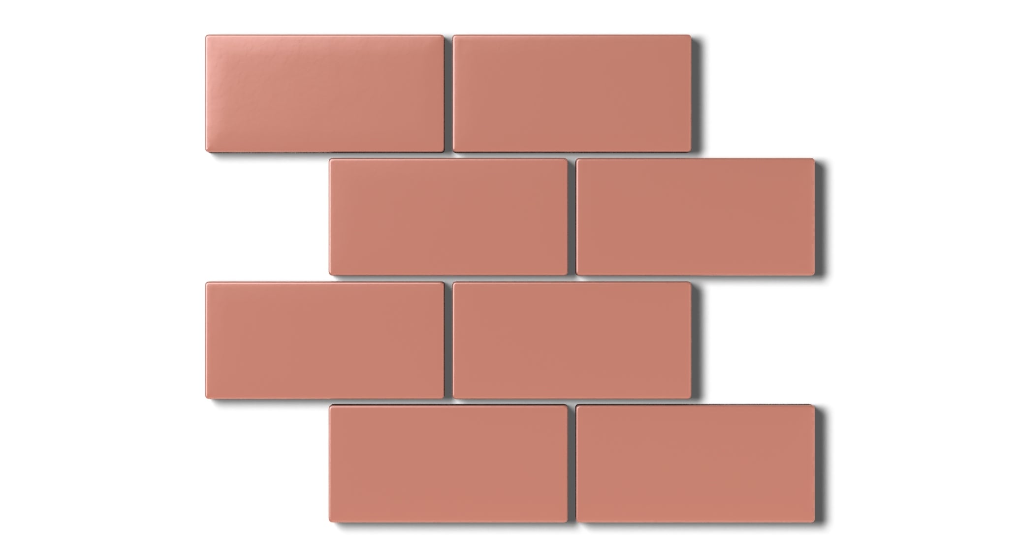 2x4 Half Offset Sheeted Natural Press Ceramic Mosaic Tile in Madder Red Matte