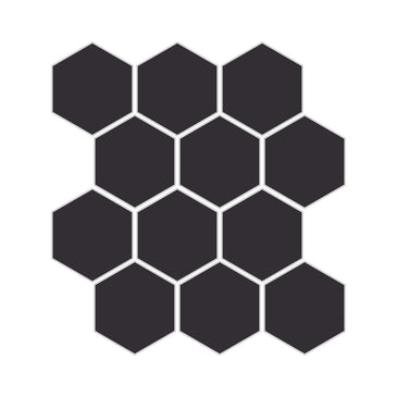 3" Hexagon Sheeted Original Ceramic Mosaic Tile in Graphite