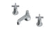Emerson Two Handle Deck Mount Low Hexagon Lavatory Faucet with Classic Cross Handles in Satin Chrome