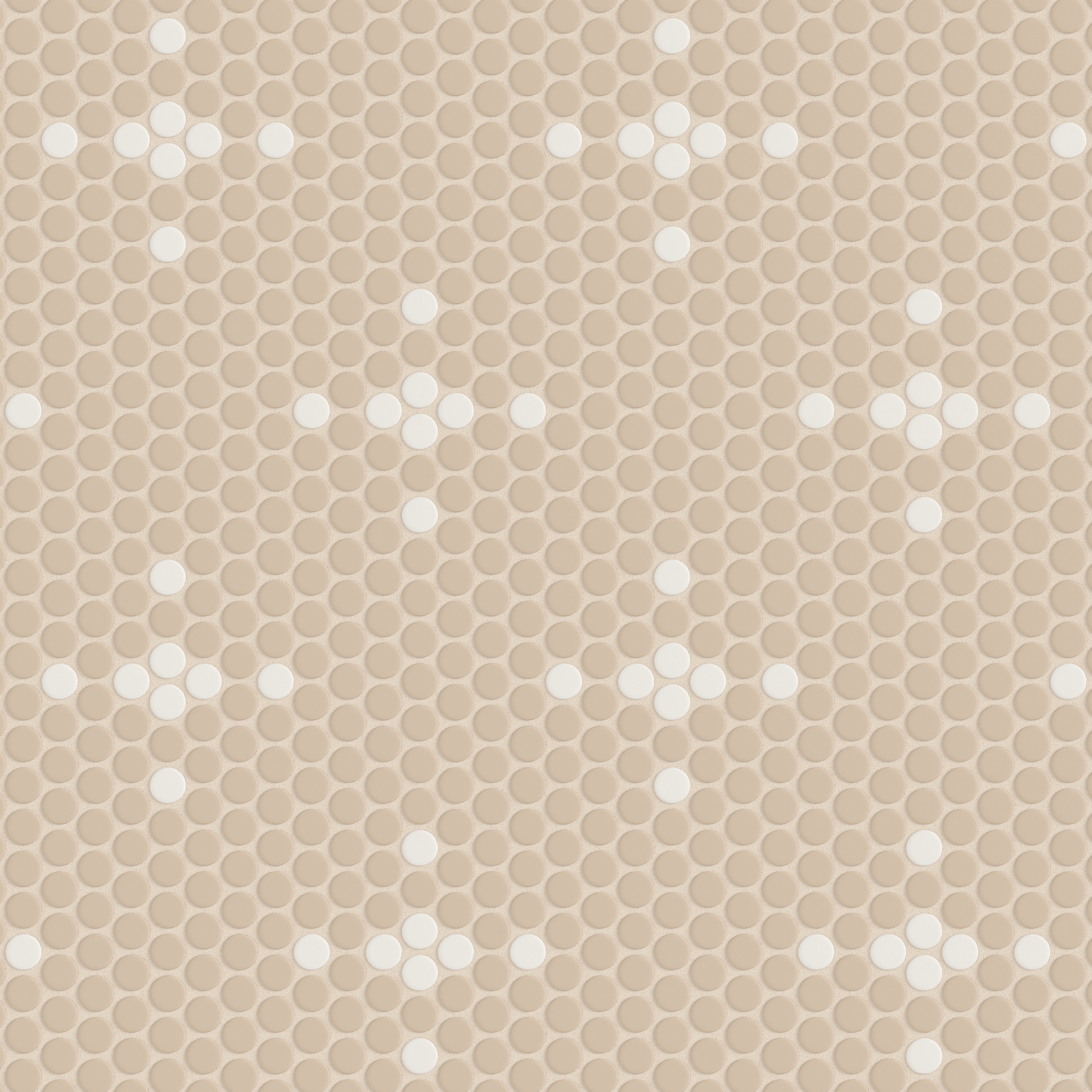 1" Penny Round Sparkle Sheeted Original Ceramic Tile in Sweet Pea Matte & Feldspar Matte