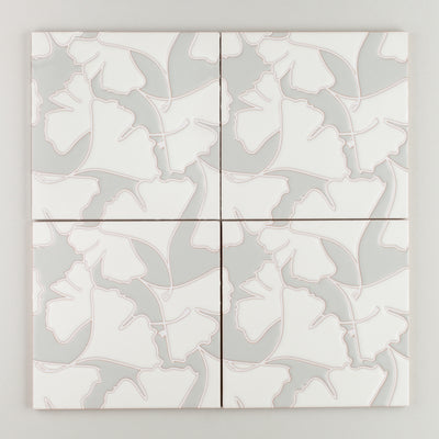 8x8 Handpainted Sample Gingko  in Neutral Motif
