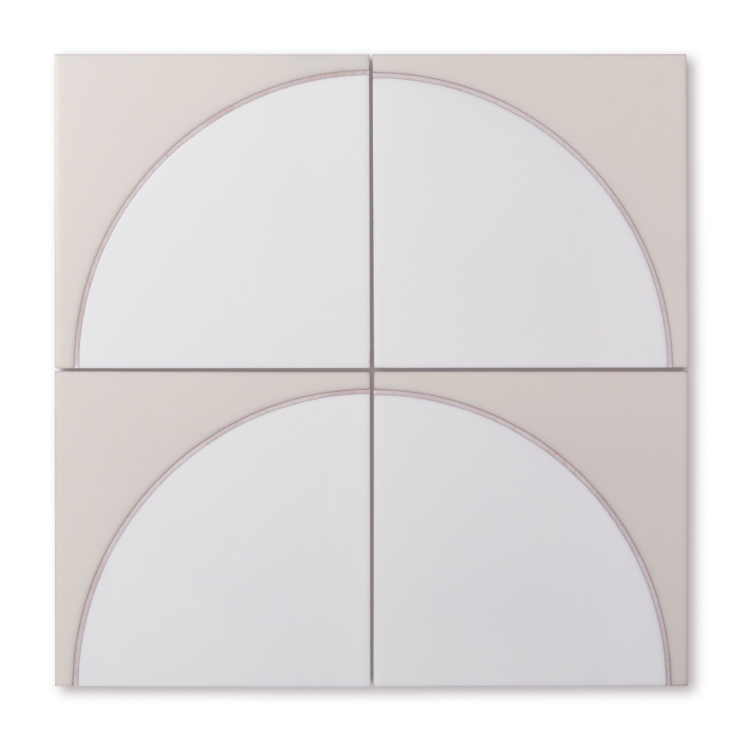 8x8 Handpainted Tile Fallow in White Motif