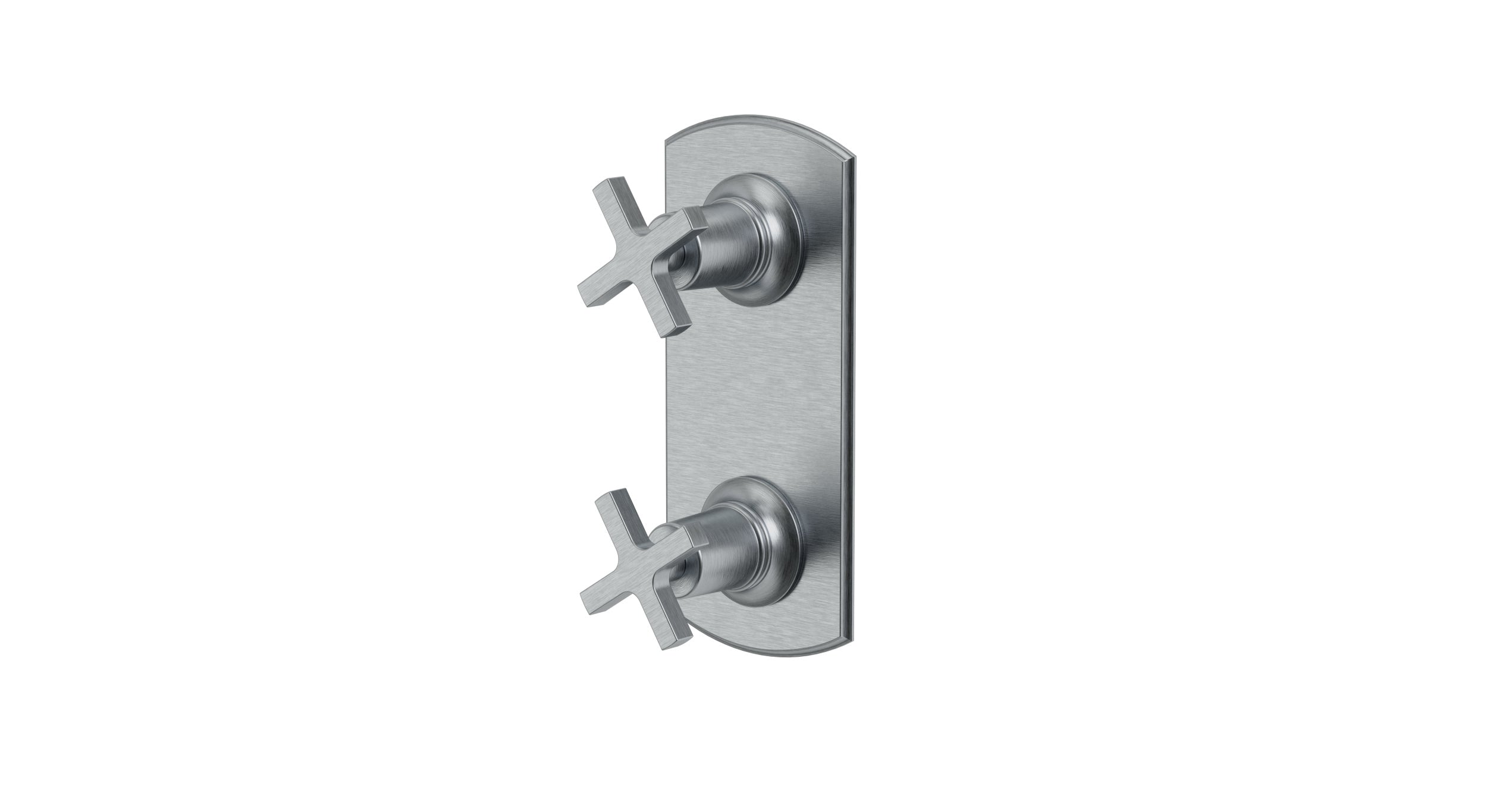 Emerson Two Handle Wall Mount Shower Trim with Classic Cross Handles in Satin Chrome