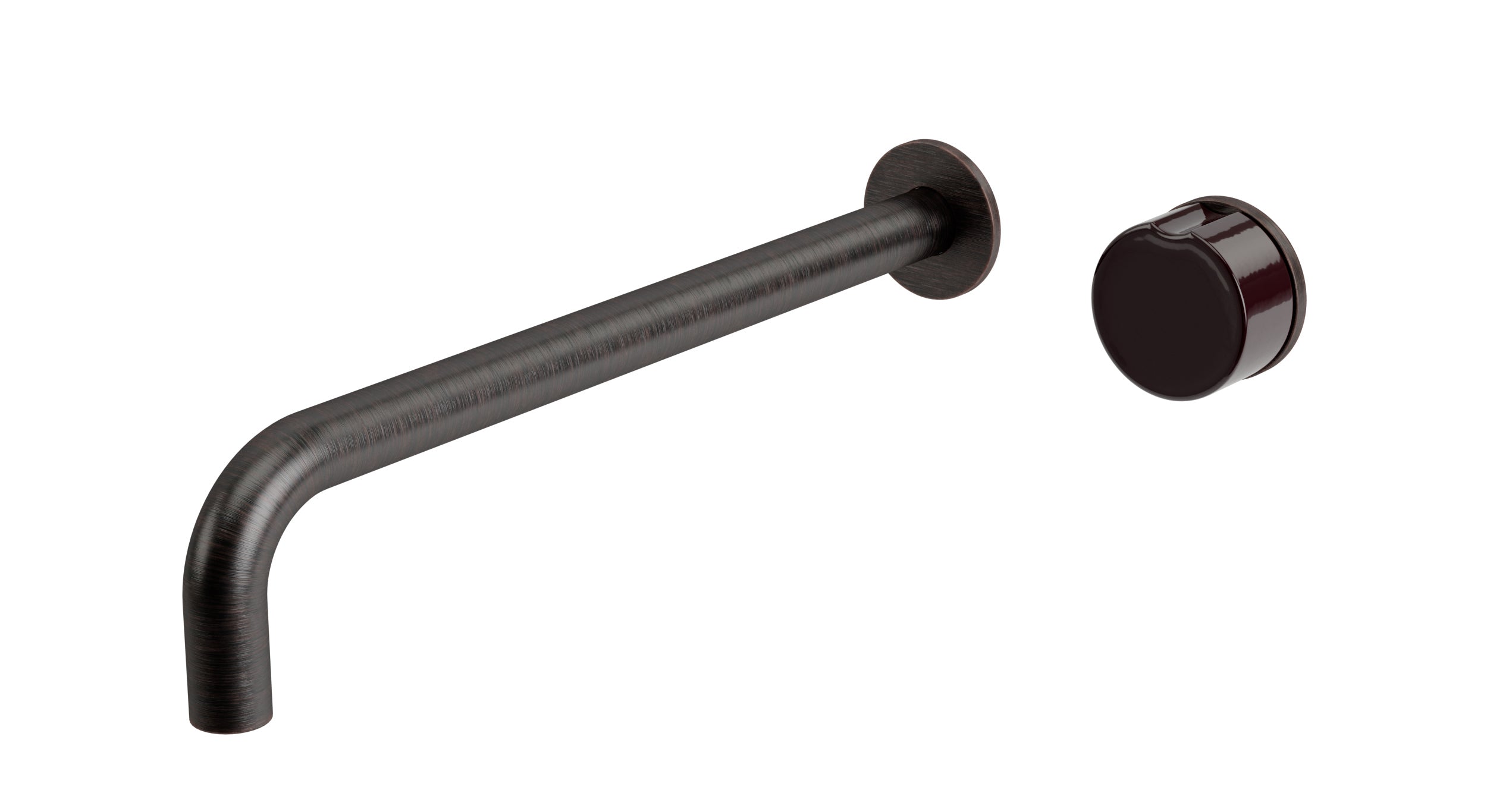 Foundry One Handle Wall Mount 12" Lavatory Faucet with Pebble Ceramic Knob Handle in Antique Bronze