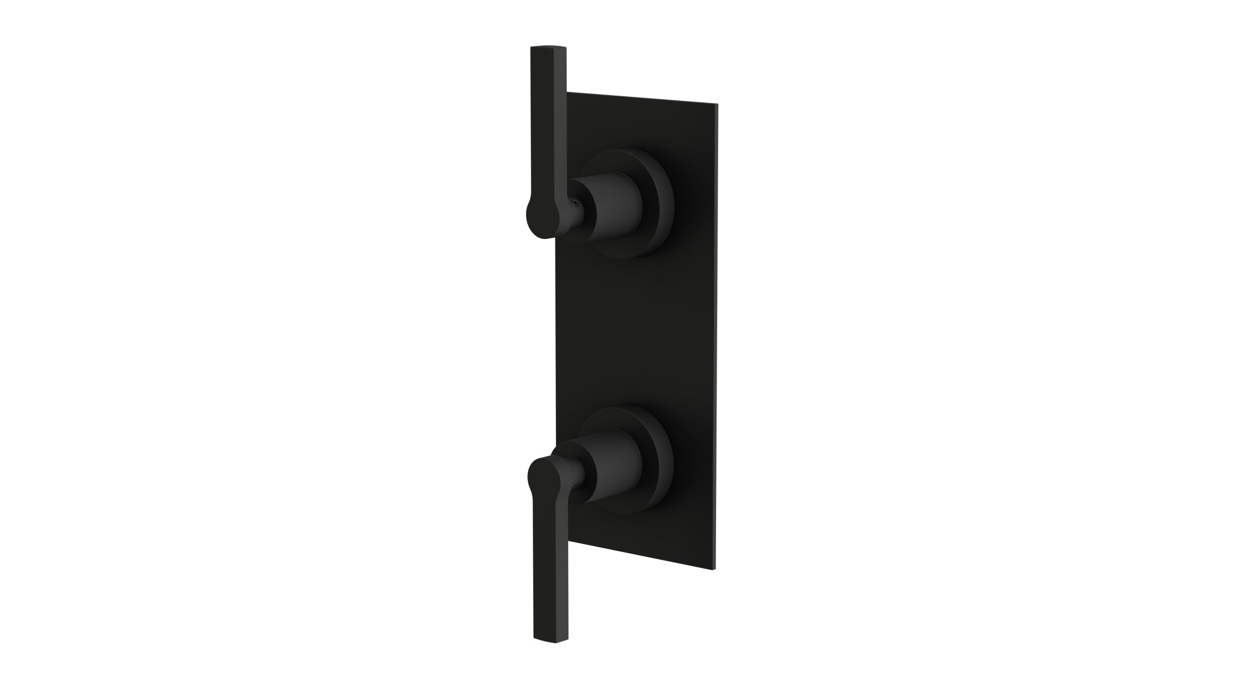 Flatiron Two Handle Wall Mount Shower Trim with Linear Lever Handles in Matte Black