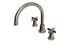 Emerson Two Handle Deck Mount Gooseneck Bath Trim with Defined Cross Handles in Antique Nickel