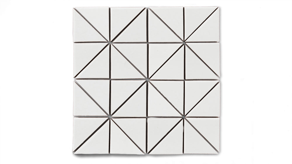 3" Triangle Sheeted - Quadrant Original Ceramic Mosaic Tile in Frost Matte